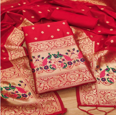 Priyanka Collection Tussar Silk Self Design Salwar Suit Material