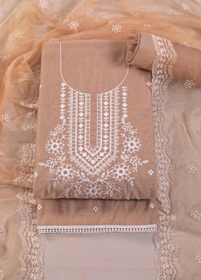 Tavas Chanderi Embroidered Salwar Suit Material