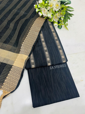 Tikkar Cotton Blend Striped Kurta & Churidar Material