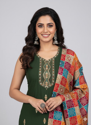 GFASHION Cotton Blend Embroidered Salwar Suit Material