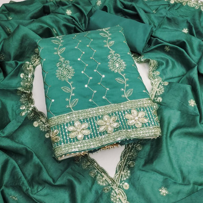Divastri Silk Blend Embroidered Salwar Suit Material