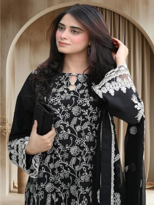 Dealbazaars Corporation Georgette Dyed, Embroidered, Embellished, Self Design Salwar Suit Material