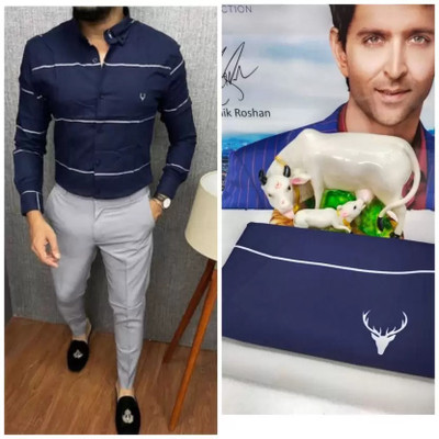 nilkanth creation Polycotton Striped Shirt & Trouser Fabric