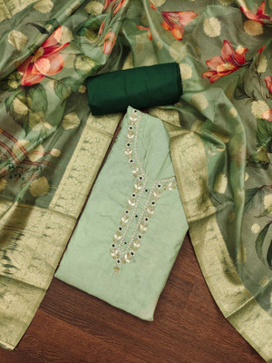 Tasrika Cotton Blend Embellished Salwar Suit Material