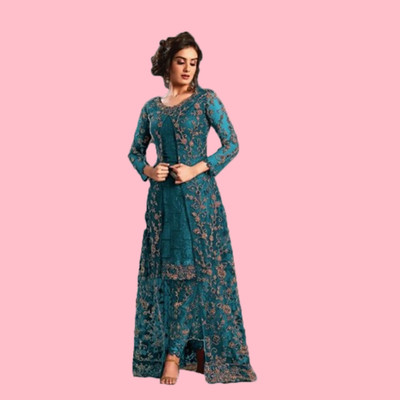 HRMFAB Georgette Embroidered Kurta & Churidar Material