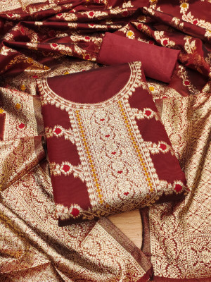 PANZORA Organza Self Design Salwar Suit Material