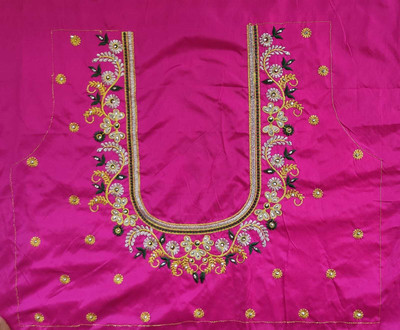 aai k Silk Blend Embroidered Blouse Material
