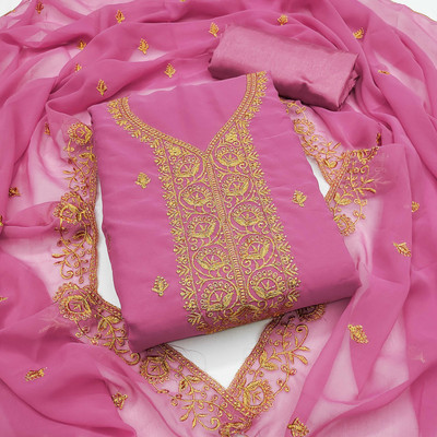 Shadow & Saining Georgette Embroidered Salwar Suit Material