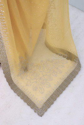 greeva enterprise Embroidered Bollywood Organza Saree(Cream)