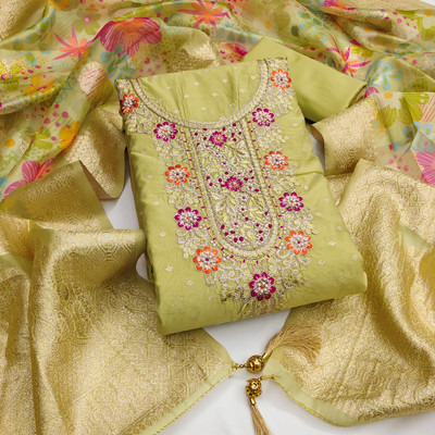 Jaipur Kurti Cotton Blend Floral Print Salwar Suit Material