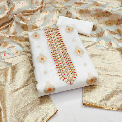 Peachmode Organza Self Design Salwar Suit Material