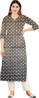 World of Mystery Cotton Blend Floral Print Kurta Fabric