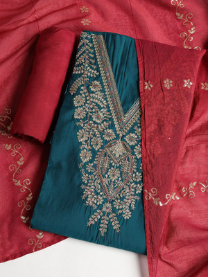Meena Bazaar Cotton Blend Embroidered Salwar Suit Material