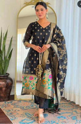Farhan silk creation Cotton Silk Solid Suit Fabric