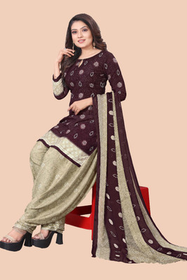 AYKA CLOTHINGS Crepe Floral Print Kurta & Patiyala Material