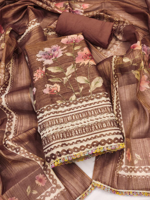 manvaa Cotton Silk Embroidered Salwar Suit Material