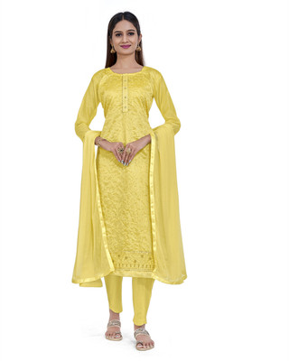 Tavas Chanderi Embroidered Salwar Suit Material