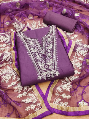PANZORA Georgette Embroidered Kurta & Patiyala Material