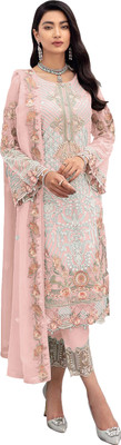 KAPANKU Georgette Embroidered Salwar Suit Material