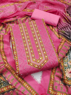 PandadiSaree Silk Blend Embellished, Printed Salwar Suit Material