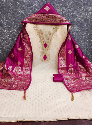 NF FAB Silk Blend Embroidered Salwar Suit Material