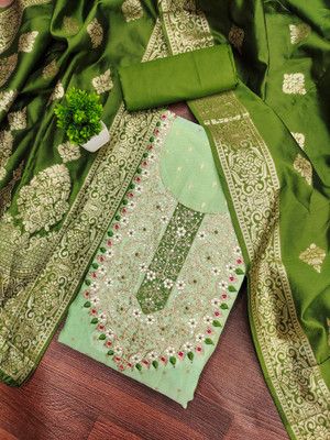 Saware Silk Blend Embellished Salwar Suit Material