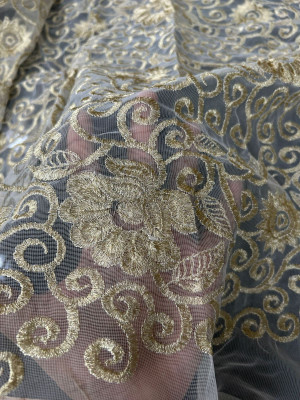 ThreadnThaan Net/Lace Embroidered Gown/Anarkali Kurta & Bottom Material