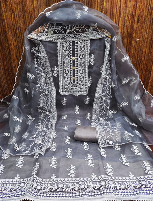 M FASHION Organza Embroidered Salwar Suit Material