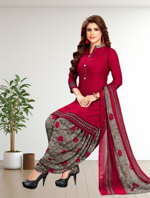 ANJAVI FASHION Crepe Solid, Floral Print, Printed, Geometric Print Salwar Suit Material