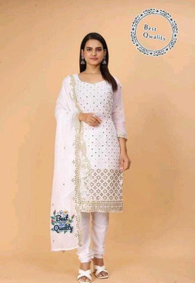 LADYPOTION Georgette Embroidered Salwar Suit Material