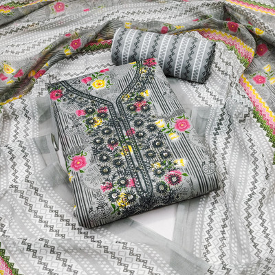 ShopGlobal Pure Cotton Embroidered, Printed Salwar Suit Material