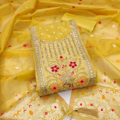 Divastri Silk Blend Embroidered Salwar Suit Material