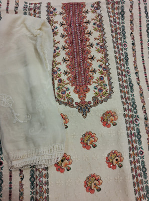 Rajarsh Cotton Silk Embroidered, Floral Print, Embellished Salwar Suit Material