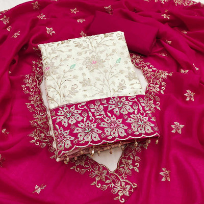 Divastri Silk Blend Embroidered Salwar Suit Material