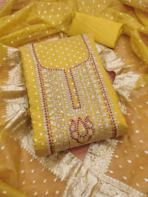 PandadiSaree Art Silk Embroidered Salwar Suit Material