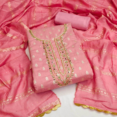 Peachmode Jacquard Self Design Salwar Suit Material
