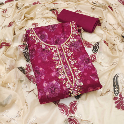 Jaipur Kurti Silk Blend Floral Print Salwar Suit Material