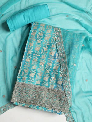 Meena Bazaar Muslin Embroidered Salwar Suit Material