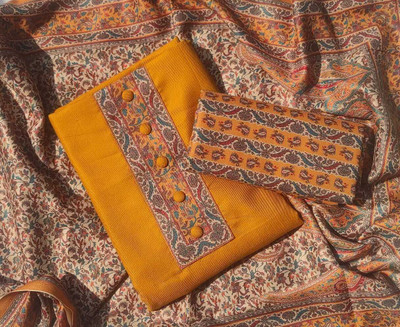 GC80 BY GAURI COLLECTION Wool Embroidered, Printed Salwar Suit Material