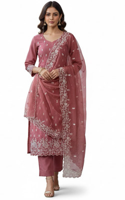 MahamStore Cotton Silk Embroidered Suit Fabric