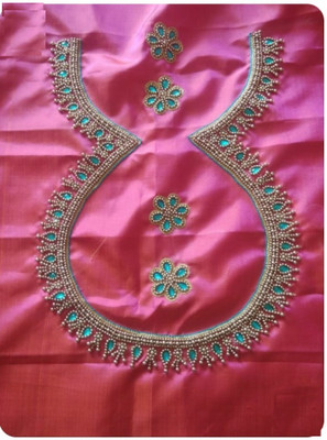 Zaid Collection Art Silk Embroidered Blouse Material
