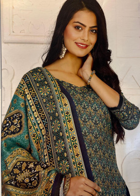 GUMBERTEXTILES Wool Graphic Print Salwar Suit Material