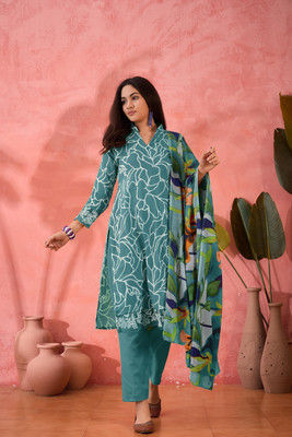 SANGARIA Cotton Blend Printed Salwar Suit Material