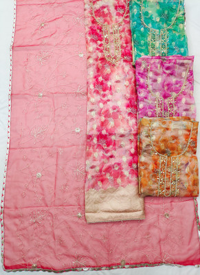 NEGRONI Organza Floral Print Salwar Suit Material