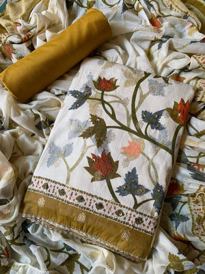 SIDHANI Cotton Blend Self Design Salwar Suit Material