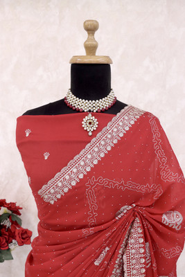 Mikhu Shop Georgette Embroidered Blouse Material