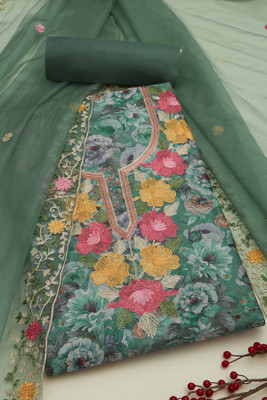 soch Chanderi Floral Print Salwar Suit Material