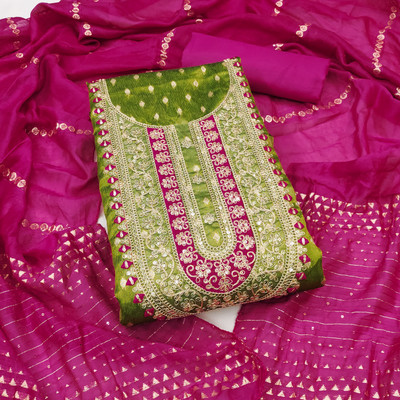 manvaa Jacquard Embroidered Salwar Suit Material