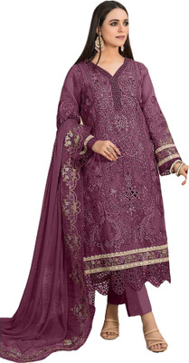 Uday art Net/Lace Embroidered Salwar Suit Material