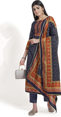 Tavas Chanderi Embroidered Salwar Suit Material